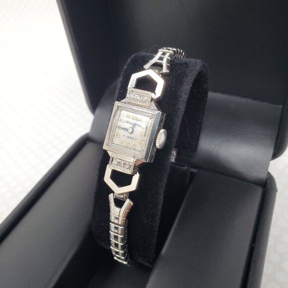 Speidel Hallmark 17 Jewel Yellow & White Gold Vintage Diamond Ladies Watch RUNS - Picture 1 of 16